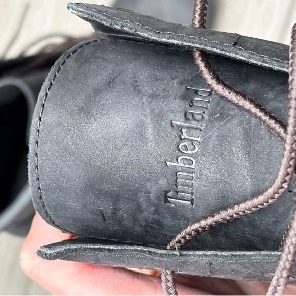 Timberland Black Lace Up Heeled Ankle Boots Size 8.5 Block Heel Like New - Picture 5 of 15